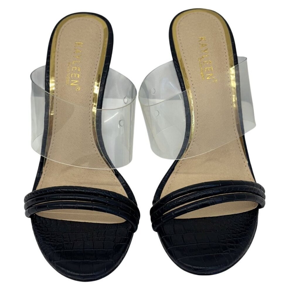 KAYLEEN / Berkley-16 / Black Croc-Embossed / Clear / Strap / Heeled Sandals - Picture 3 of 8